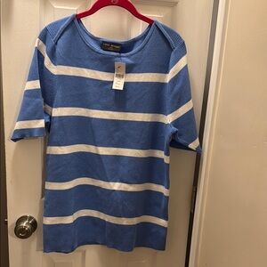 Lane Bryant Blue and White Knit Top